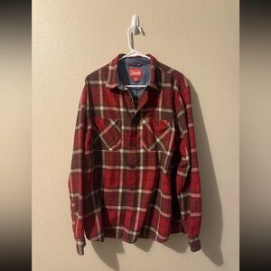 COLEMAN Men’s Red/Brown Button Down Long Sleeve Flannel Shirt XL